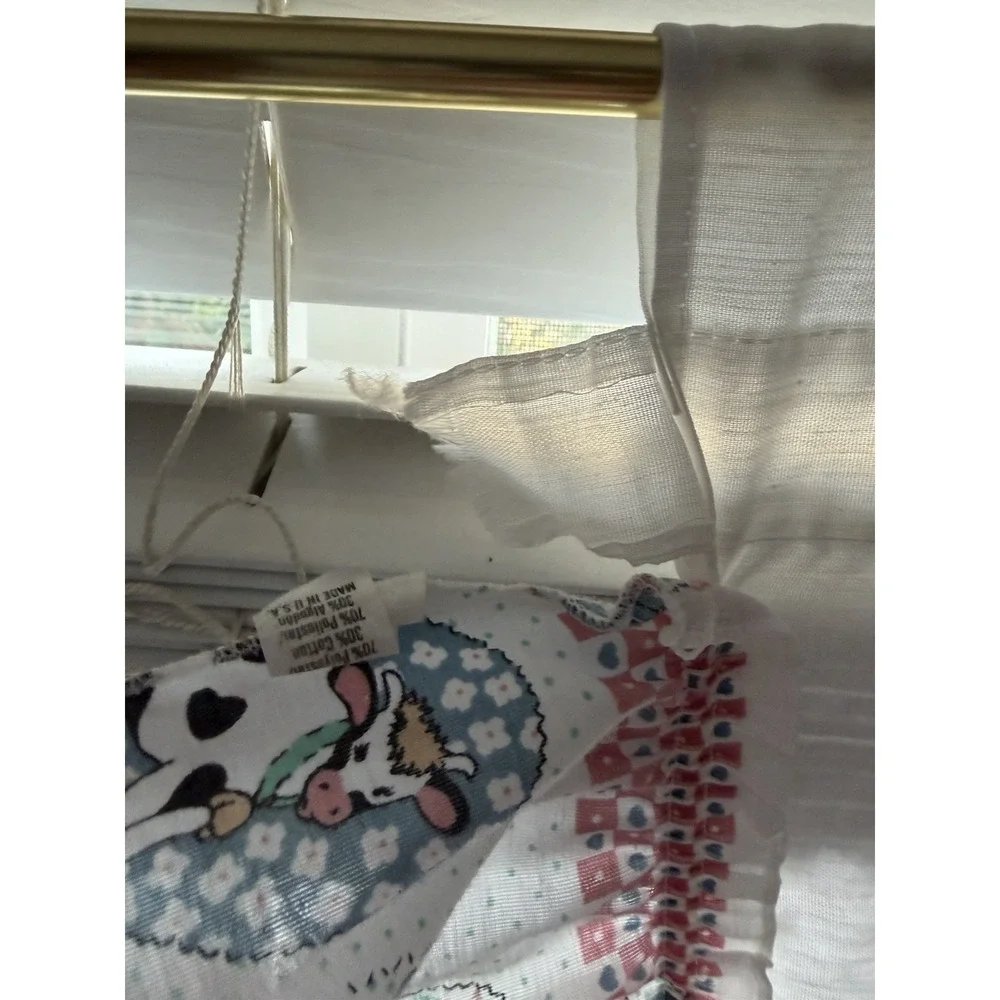 Vintage Rare! Cow Cottagecore Set Of 2 Kitchen Curtains USA Ruffled